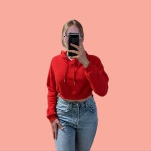 Red cropped hoodie from Urban Planet